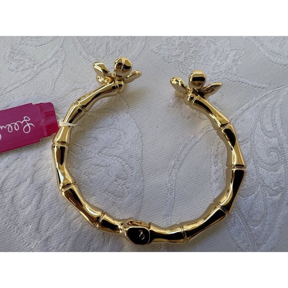 Lilly Pulitzer Flower Cuff Bracelet Gold-tone Rhinestone Hinged Bracelet NWT - Picture 14 of 16